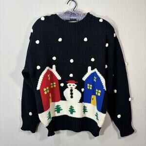Boundary Waters Christmas Sweater Vintage Size Large Snowmen Holiday
